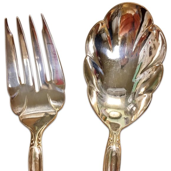 International Silverplate Interlude Large Serving Fork and Spoon - Picture 3 of 5